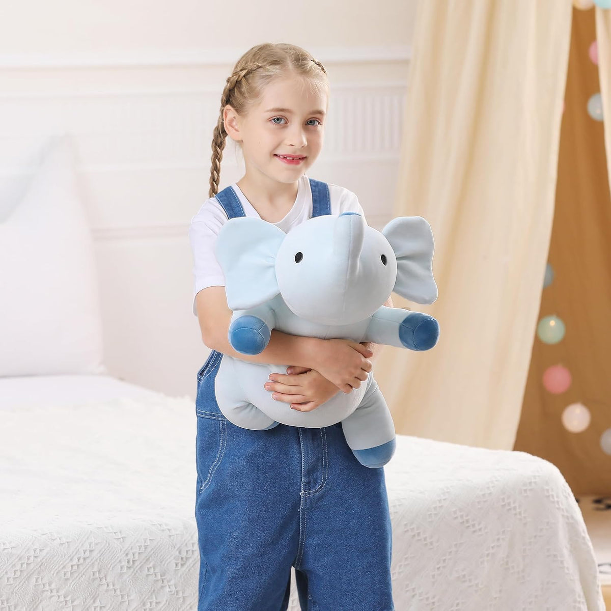 Animales de peluche de elefante con peso de 24 pulgadas, 4.2 libras, felpa azul con peso para niños, adultos, niños y niñas, lindo juguete de almohada suave para Navidad, San Valentín