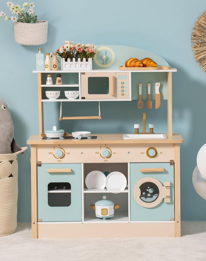 ROBOTIME Cocina de madera para niños, juego de cocina de juguete pa...