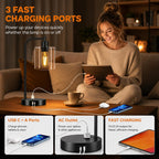 Lámpara Juego de 2 lámparas de mesa de control táctil industrial, 2 bombillas LED Edison de 800 lm incluidas, lámpara de escritorio regulable de 3 vías con 2 puertos USB y salida de CA, lámparas de cabecera con pantalla de vidrio sembrado para dormitorio