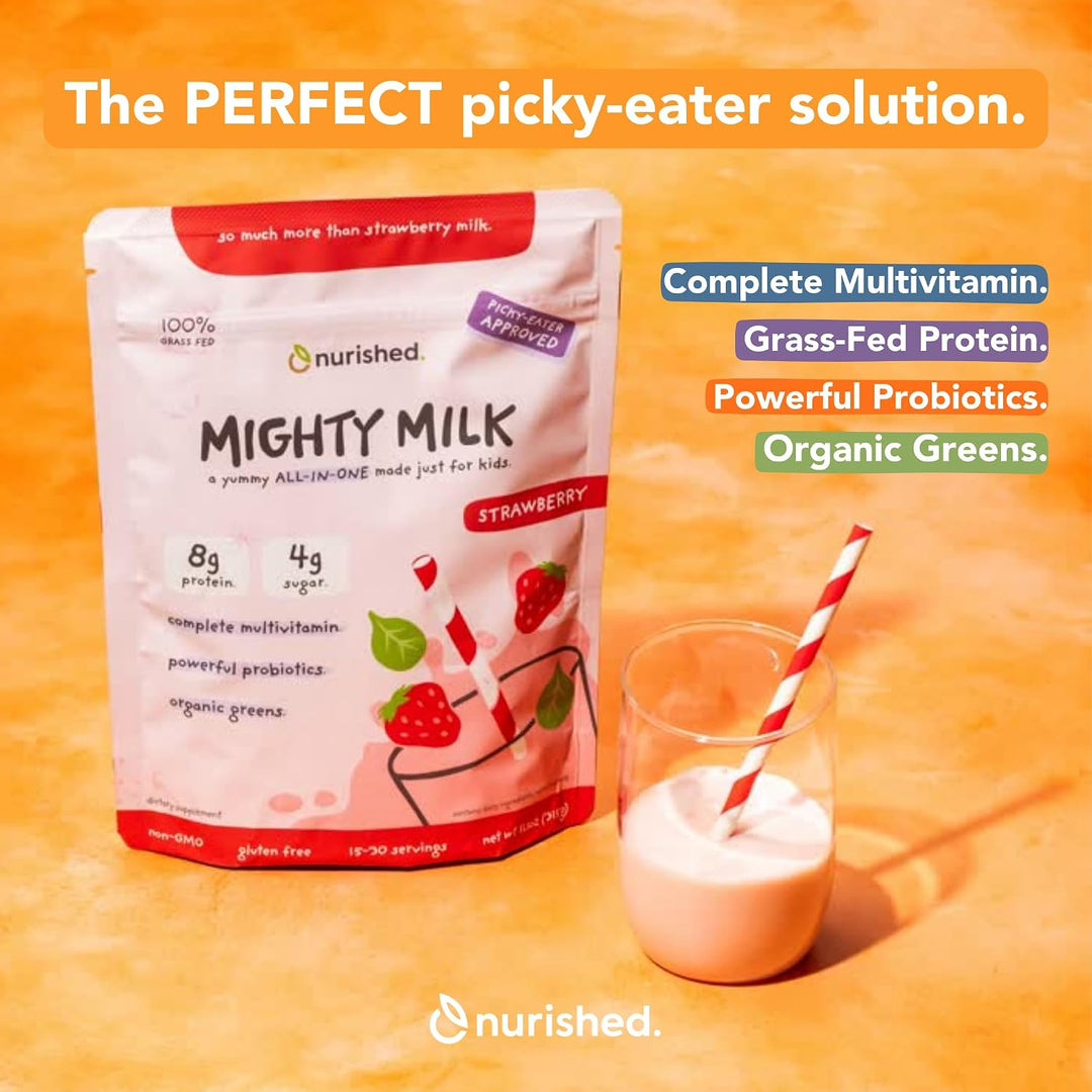 Nurished Mighty Strawberry Milk - Polvo de proteína y multivitamíni...