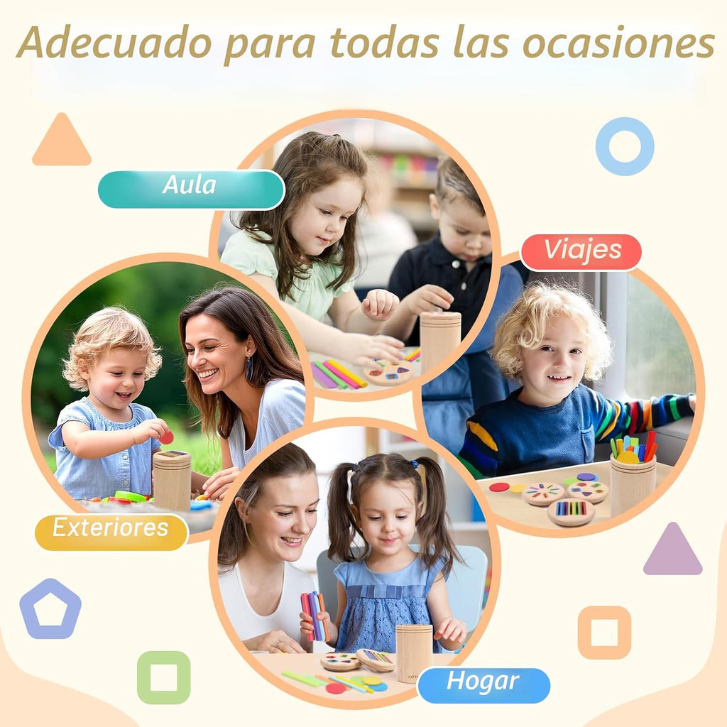 Juguete de madera 4 en 1 para clasificar colores, juguetes Montessori para niños de 2, 3, 4 años
