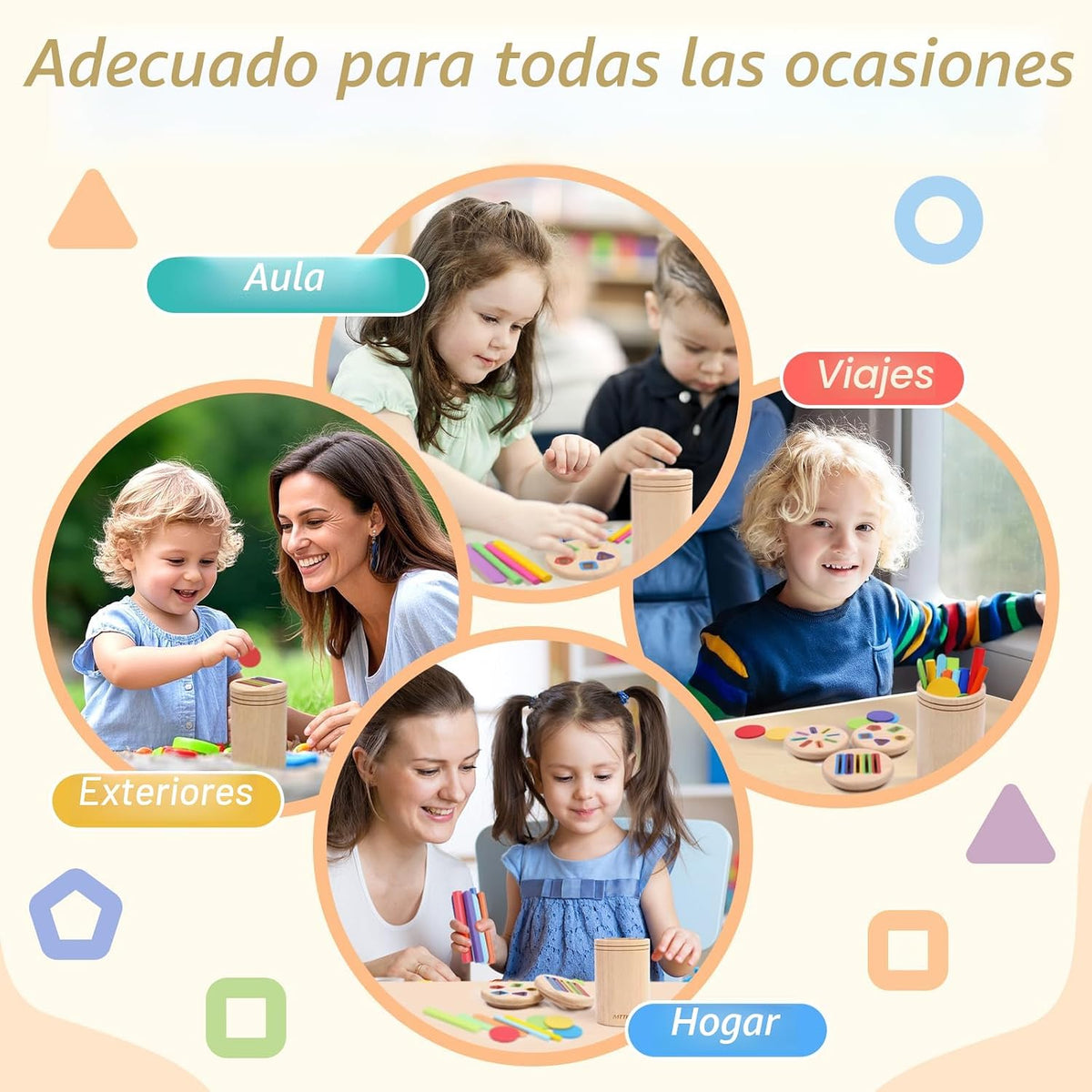 Juguete de madera 4 en 1 para clasificar colores, juguetes Montessori para niños de 2, 3, 4 años