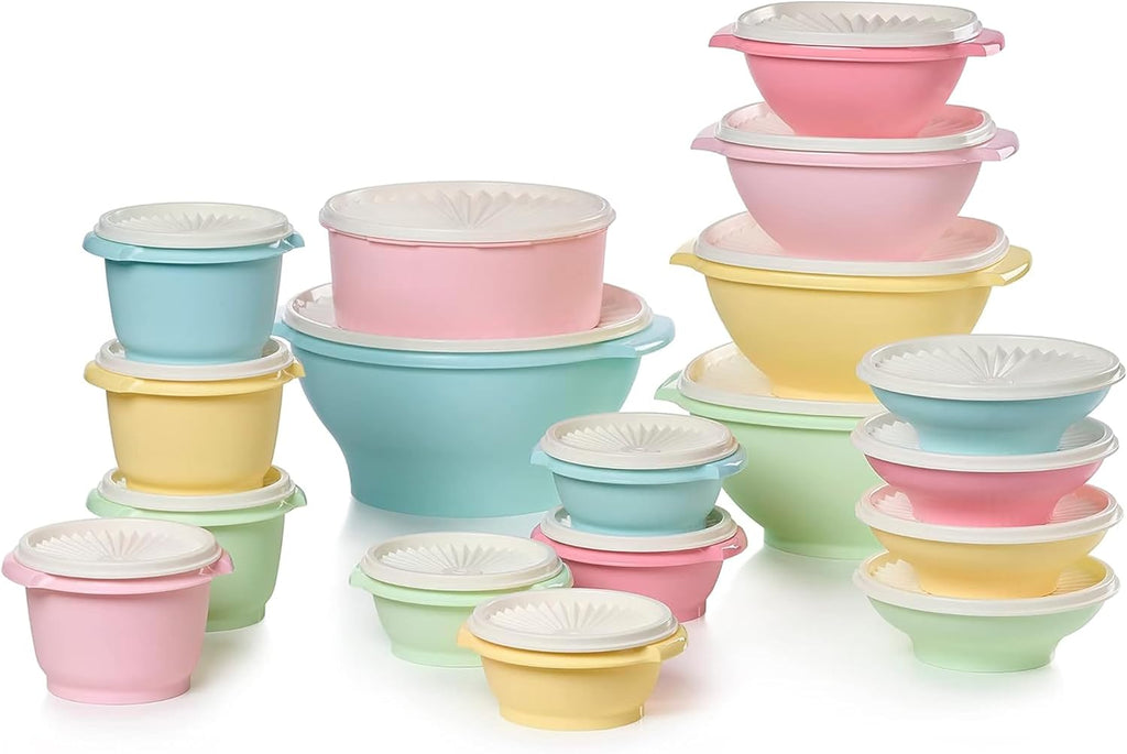 Tupperware Heritage - Juego de 36 piezas pastel vintage (18 recipientes + 18 tapas)