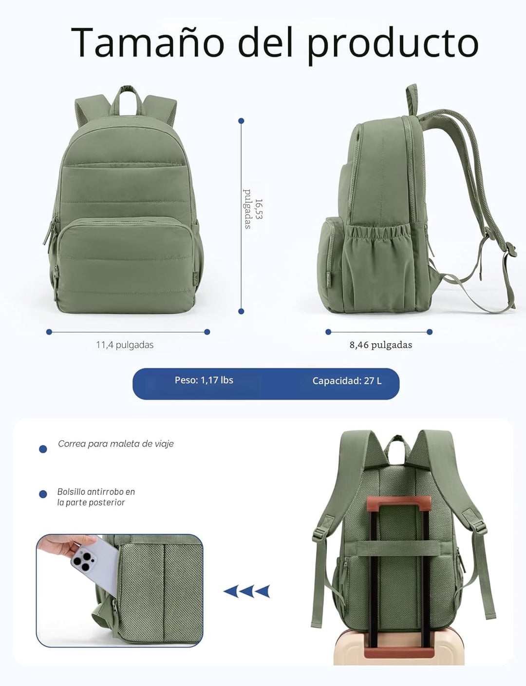 Uselike Mochila de viaje para mujeres, mochila para laptop de 40 cm...