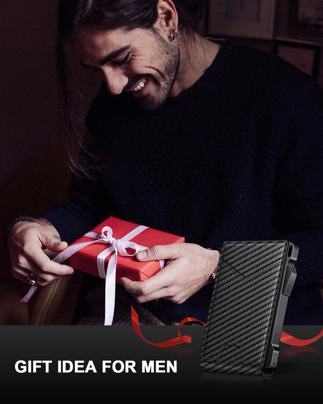 Cartera para hombre RFID con 2 ventanas de identificación y clip pa...
