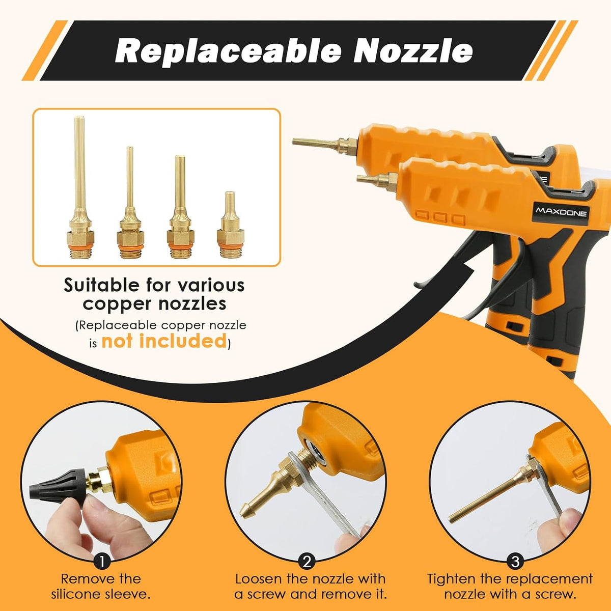 Pistola de pegamento caliente inalámbrica de 100 W para batería DeWalt de 20 V MAX (solo herramienta), pistola de pegamento inalámbrica de tamaño completo con 12 barras de pegamento (0.43 pulgadas) (11mm) para arte, manualidades, manualidades, reparación