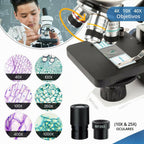 AmScope Microscopio monocular compuesto inalámbrico digital M158C-2L-E1, oculares WF10x y WF25x, aumento de 40x-1000x, iluminación LED superior e inferior con reóstato, Brightfield, condensador de una