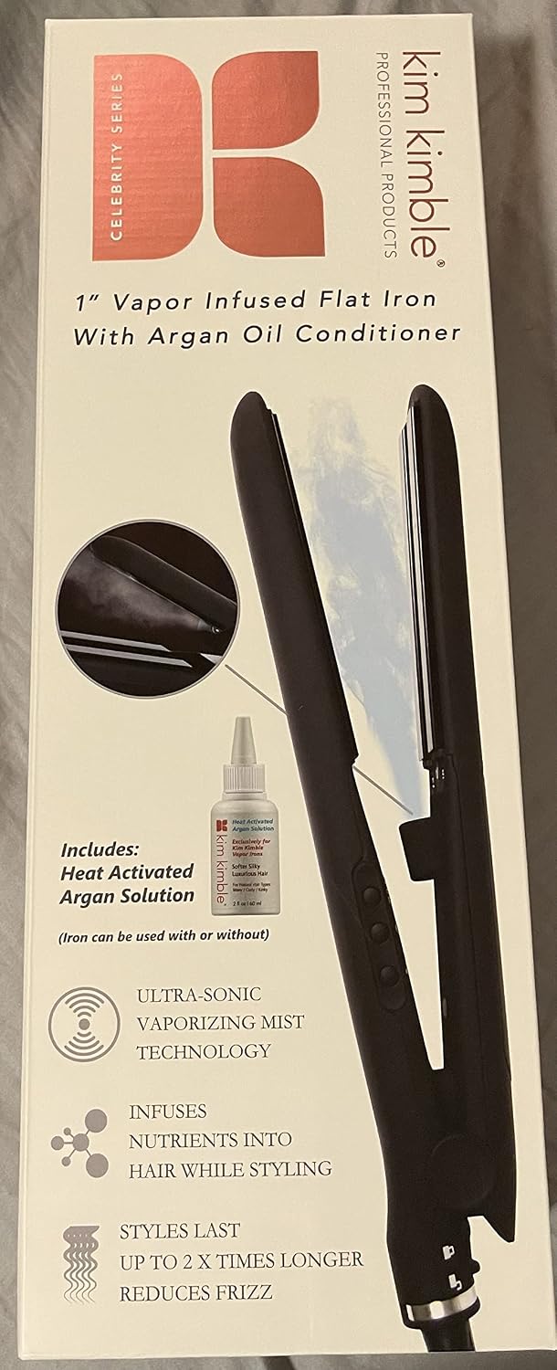 Kim Kimble Plancha plana con infusión de vapor de 1" con acondi...