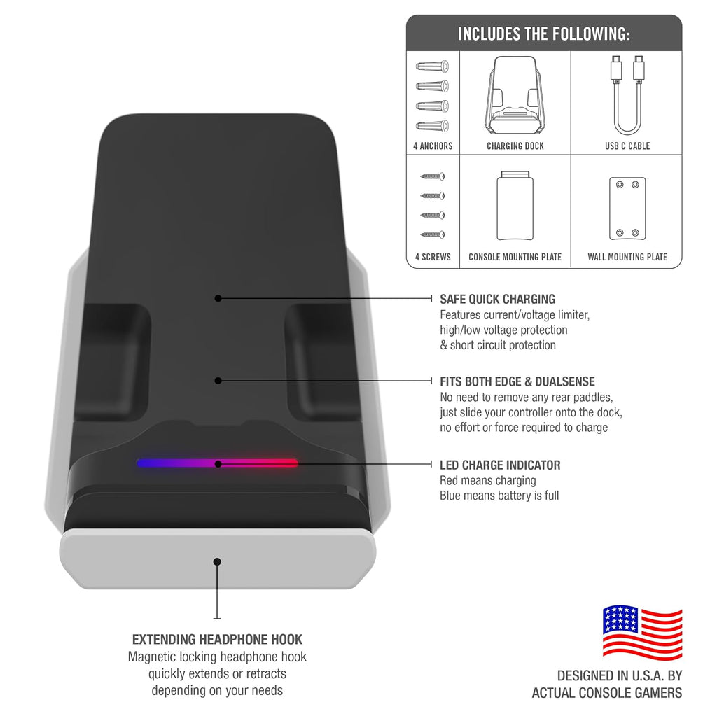 Foamy Lizard PS5 Controller Charger v2.0 Console & Wall Mount (blanco+negro)