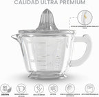 CuttleLab Exprimidor de Vidrio de 2 Tazas (Transparente) - Exprimidor Manual de Limón y Lima, Rallador de Cítricos