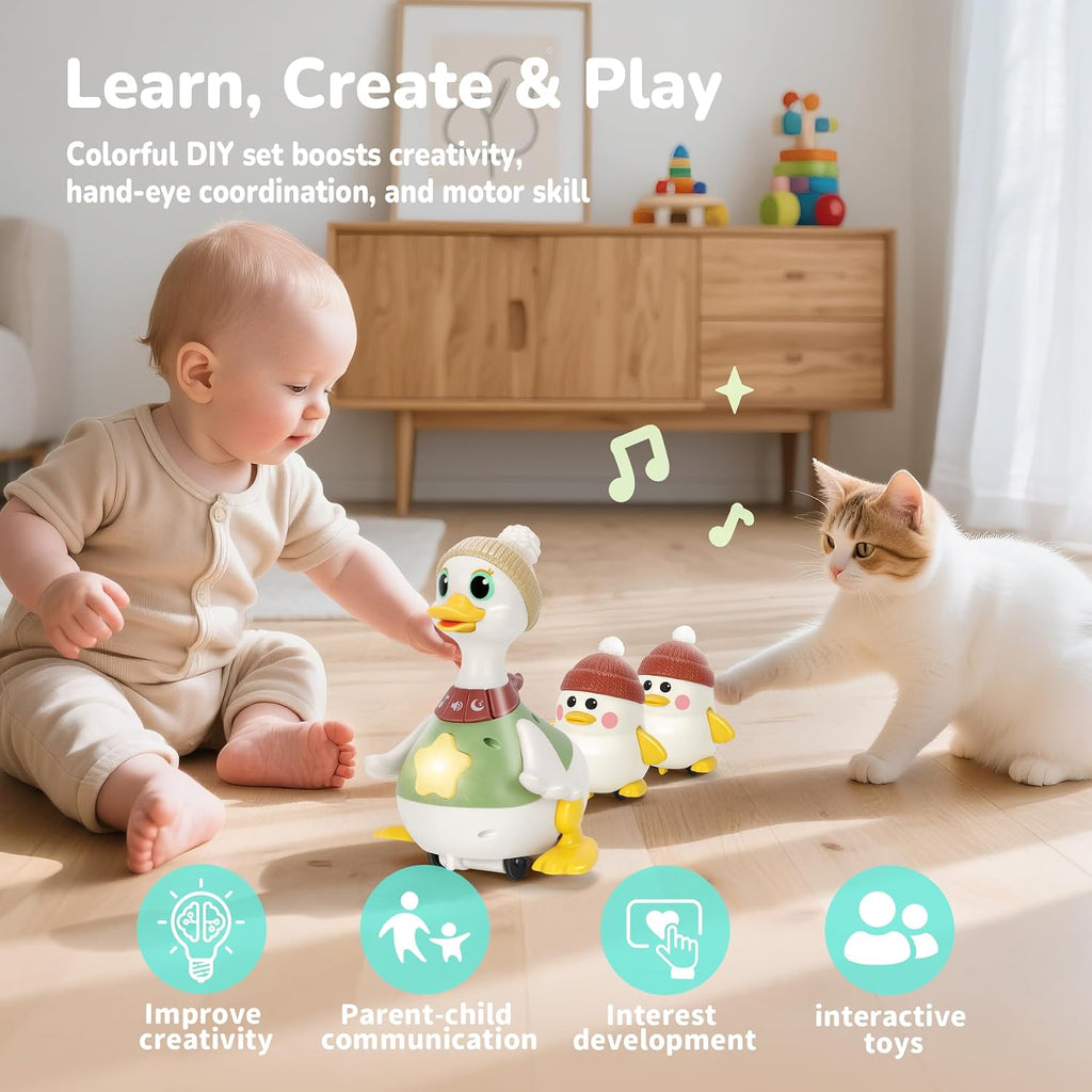 Juguetes para bebés de 6, 8, 10 y 12 meses, juguete de pato bailarín musical con luces y sonidos, juguete de aprendizaje sensorial interactivo para bebés, regalo para niños de 1 año