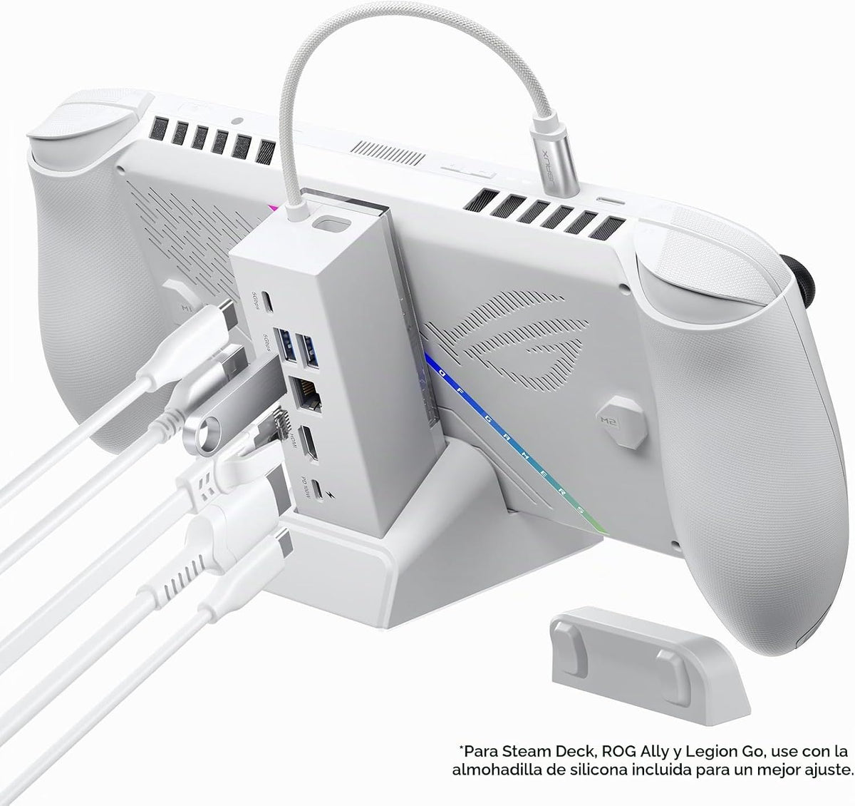 Estación de acoplamiento JSAUX para ROG Xbox Ally X (2025)/ROG Ally X/ROG Ally/Steam Deck/Legion Go, acoplamiento 6 en 1 con HDMI 4K@120Hz, Gigabit Ethernet, USB A y USB C 3.2 Gen 1, carga de 100W