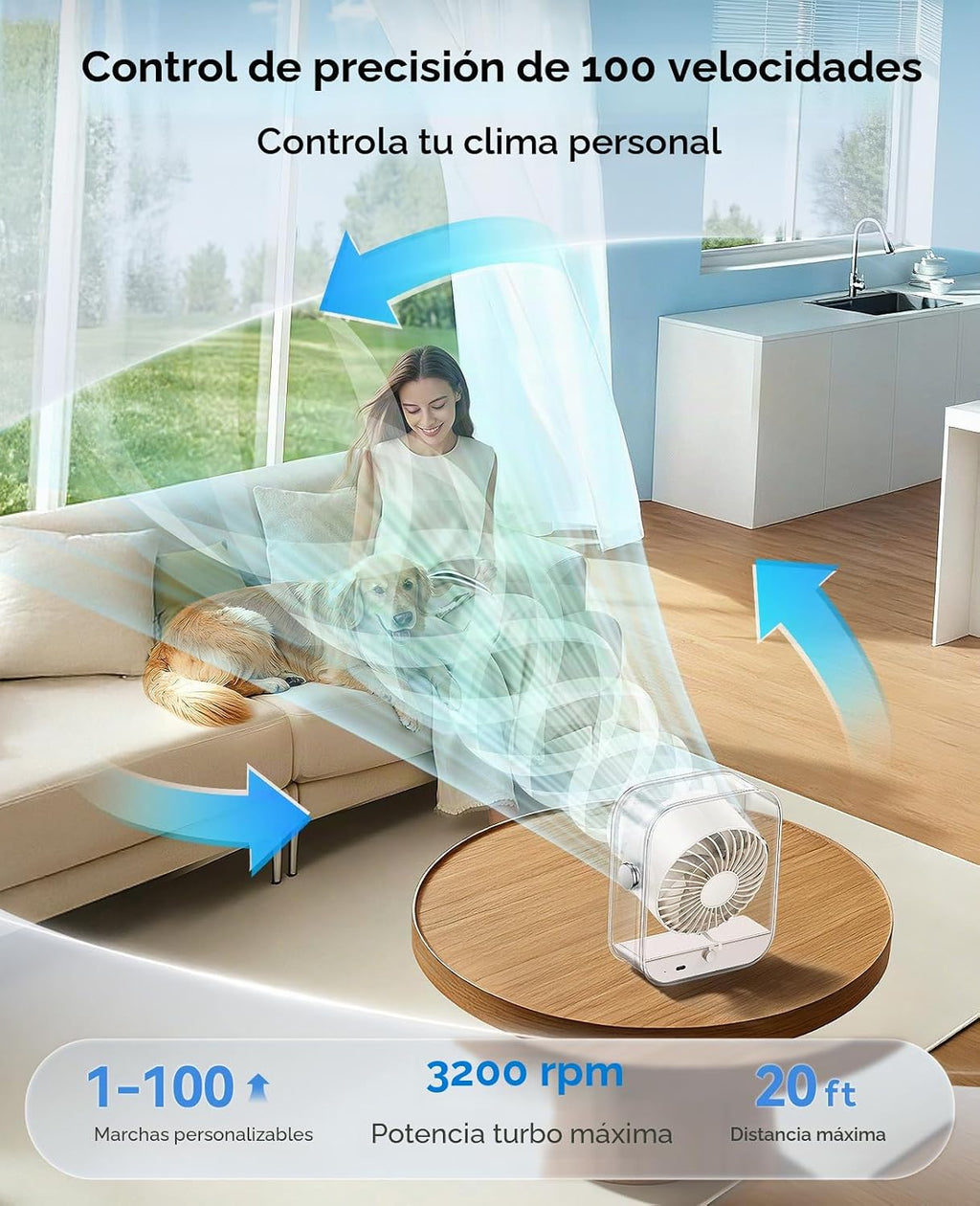 KIMMOO Ventilador de escritorio USB recargable, ventilador de mesa...