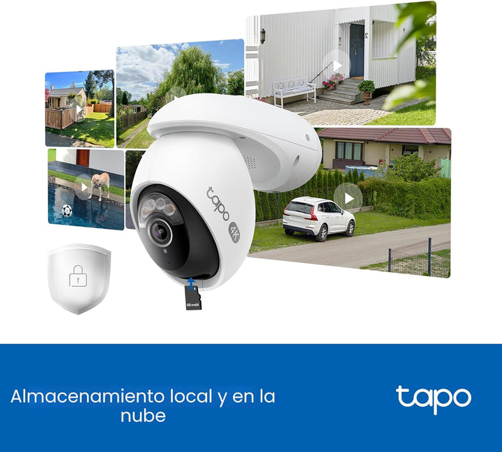 Tapo - Cámara de seguridad para exteriores con cable, panorámica\/i...