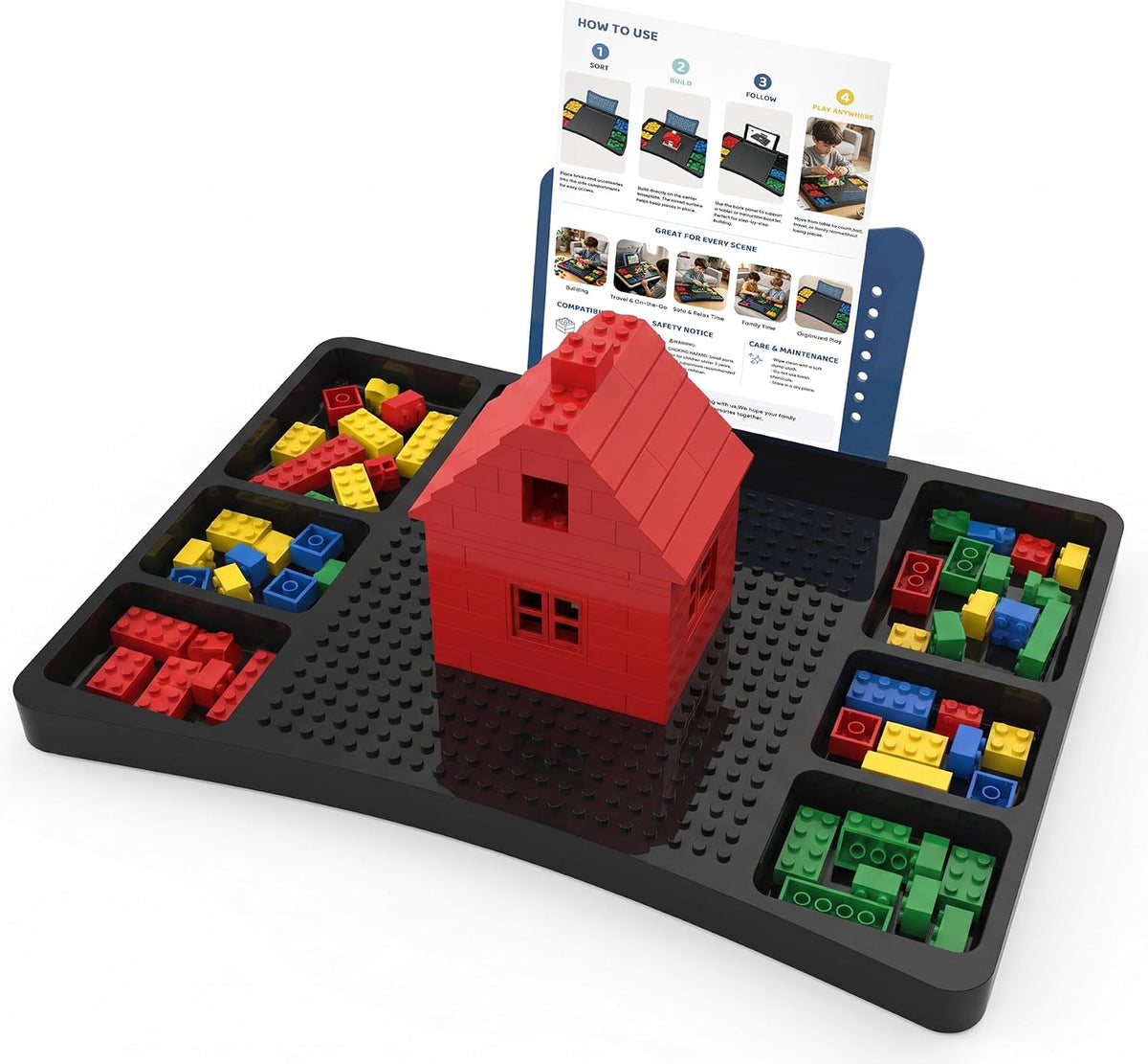 Escritorio de regazo de construcción de ladrillos con almacenamiento, placa