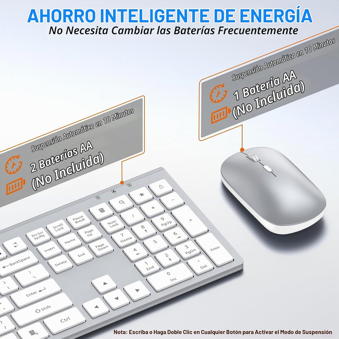 Combo de teclado y mouse inalámbricos, teclado y mouse de tamaño co...