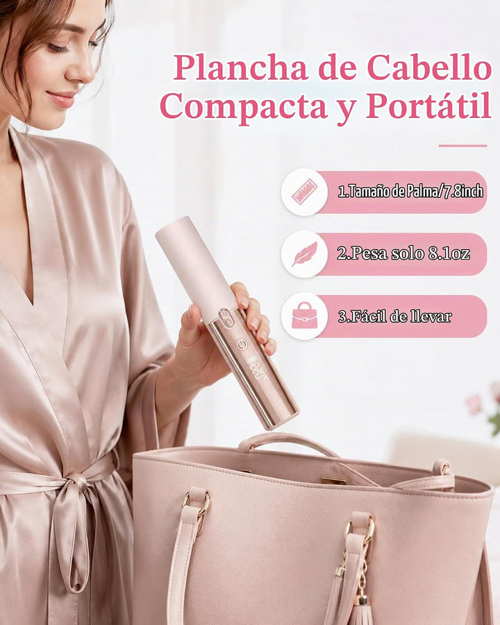 Enderezadora de pelo inalámbrica de doble voltaje mini rizador de h...