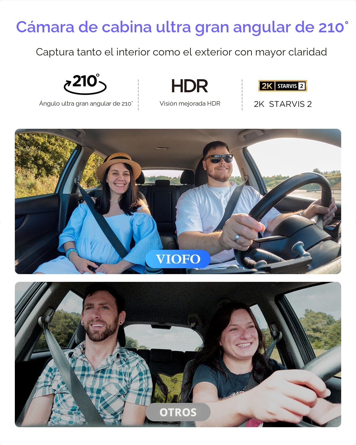 VIOFO A329S 4K+2K+2K Dash Cam cabina delantera y trasera, STARVIS 2 HDR