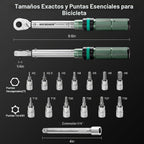 Juego de llaves dinamométricas para bicicleta, 1/4 pulgadas, 5–25