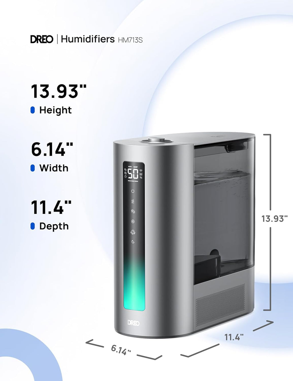 DREO - Humidificadores inteligentes de 6L para dormitorio, niebla cálida y