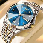OLEVS Relojes de Hombre Esqueleto Automático Lujo de Negocios Diamante Autoentregado (Self Winding) Reloj de Pulsera de Acero Inoxidable con Calendario