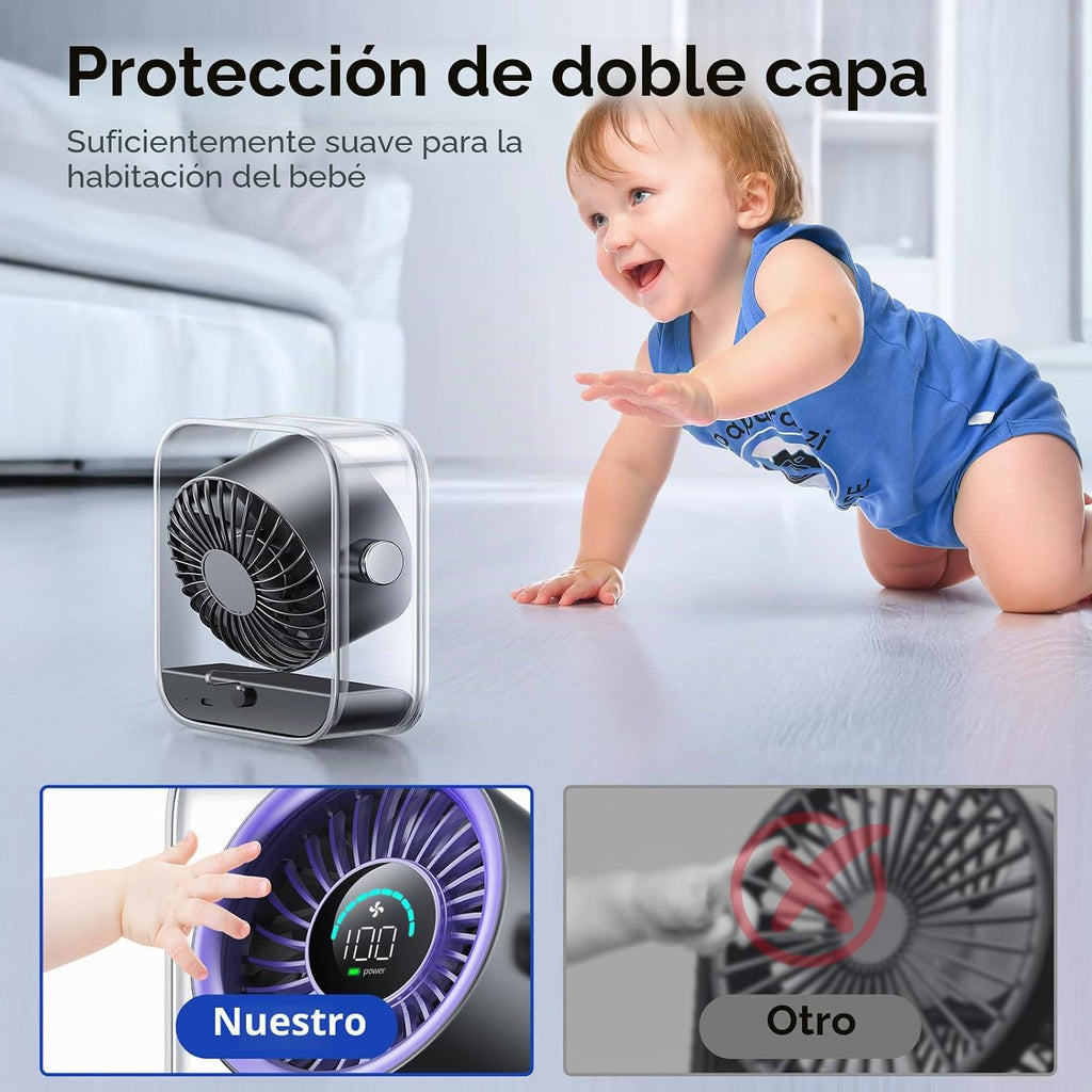 KIMMOO Ventilador de escritorio recargable USB, ventilador de mesa...