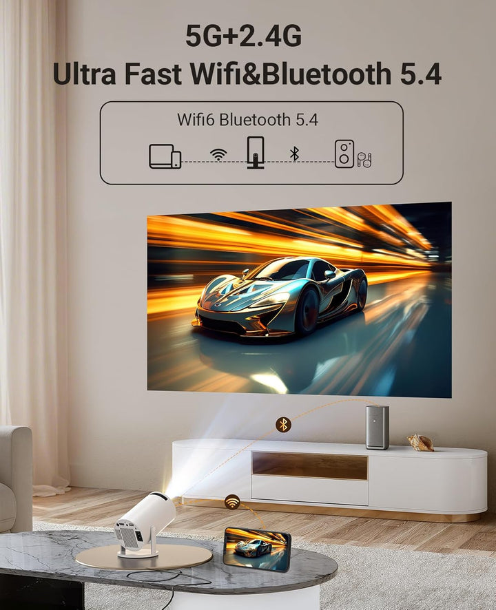 Mini proyector con WIFI 6 y Bluetooth, proyector portátil con sopor...