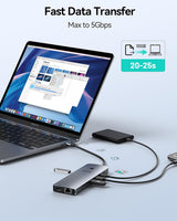 Estación de acoplamiento para portátil 3 monitores, Hub USB C con 2...