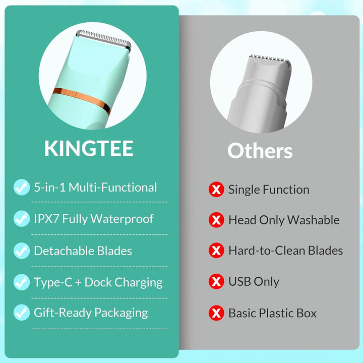 KINGTEE Recortadora de bikini eléctrica 5 en 1 para mujer, afeitado...
