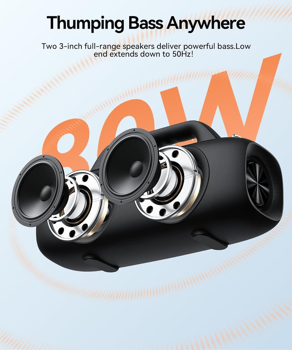 BassBloom Roar 1 Altavoz Bluetooth para exteriores, IPX6 impermeable, 60W