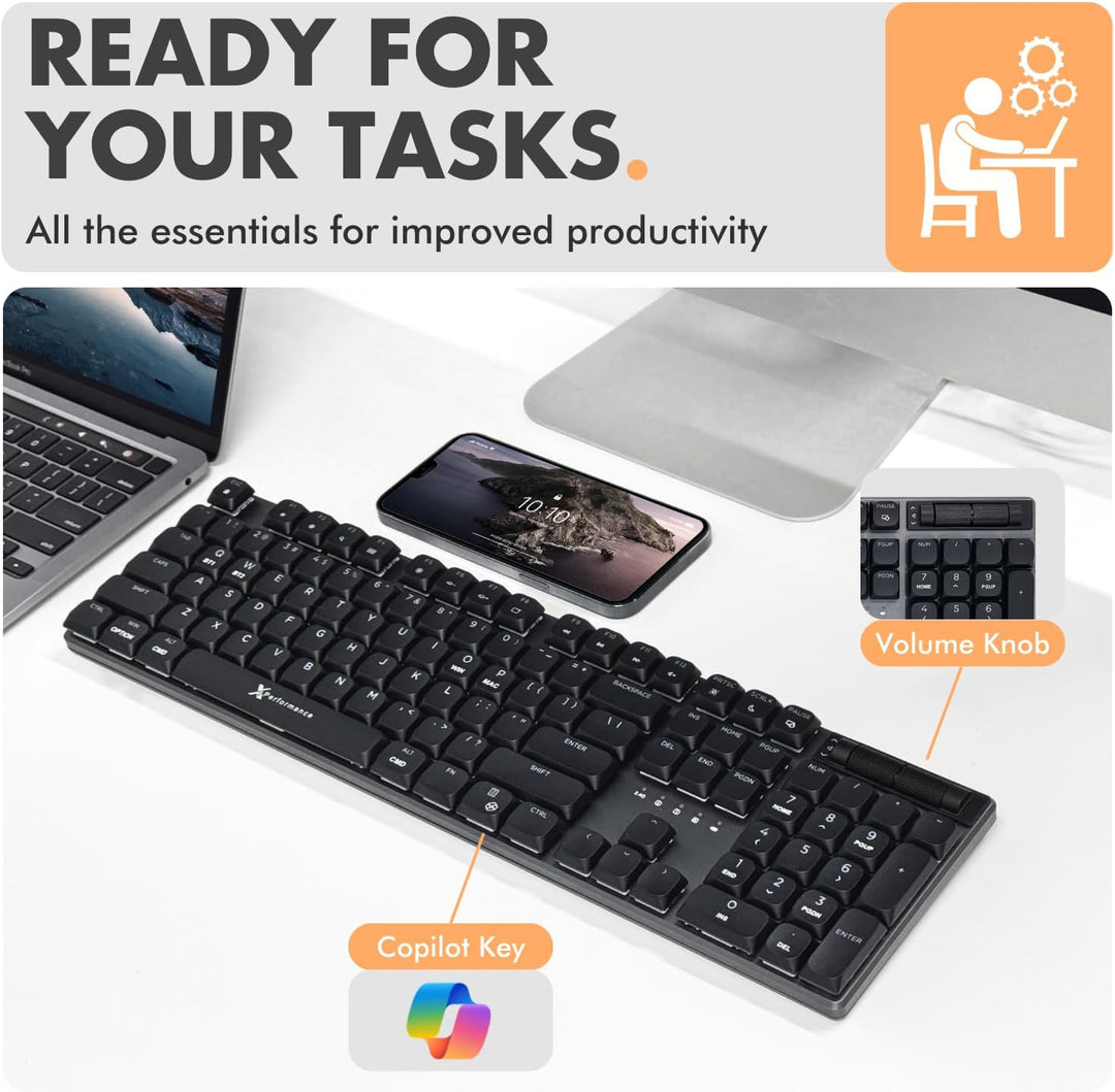 X9 Performance Teclado mecánico inalámbrico de perfil bajo (con cab...