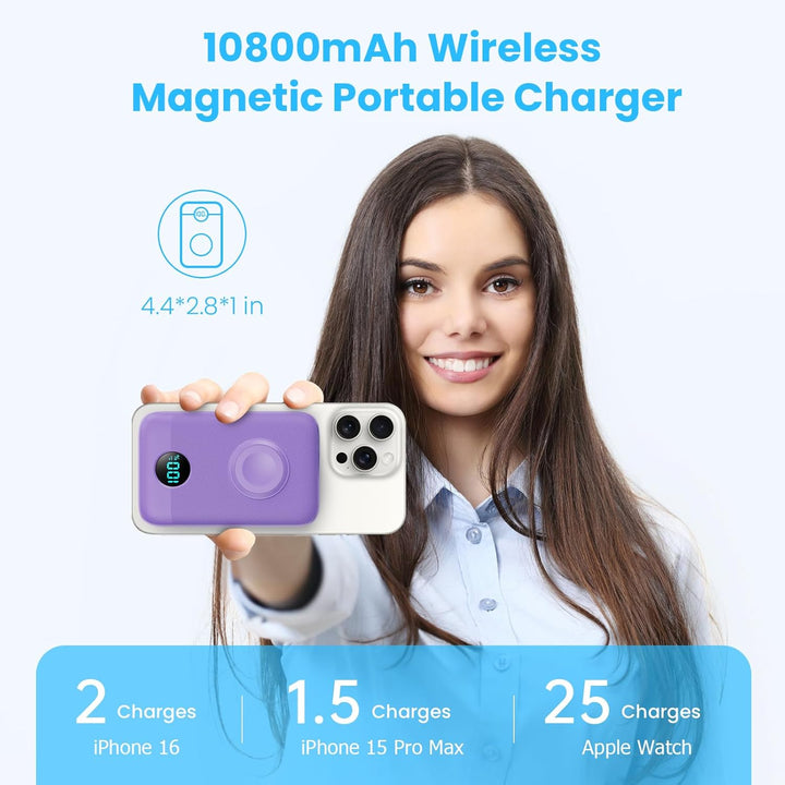 Pxwaxpy Cargador portátil magnético de 10800 mAh, batería externa 4...