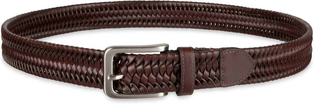 Tommy Bahama Cinturón de cuero trenzado para hombre, diseño elástic...