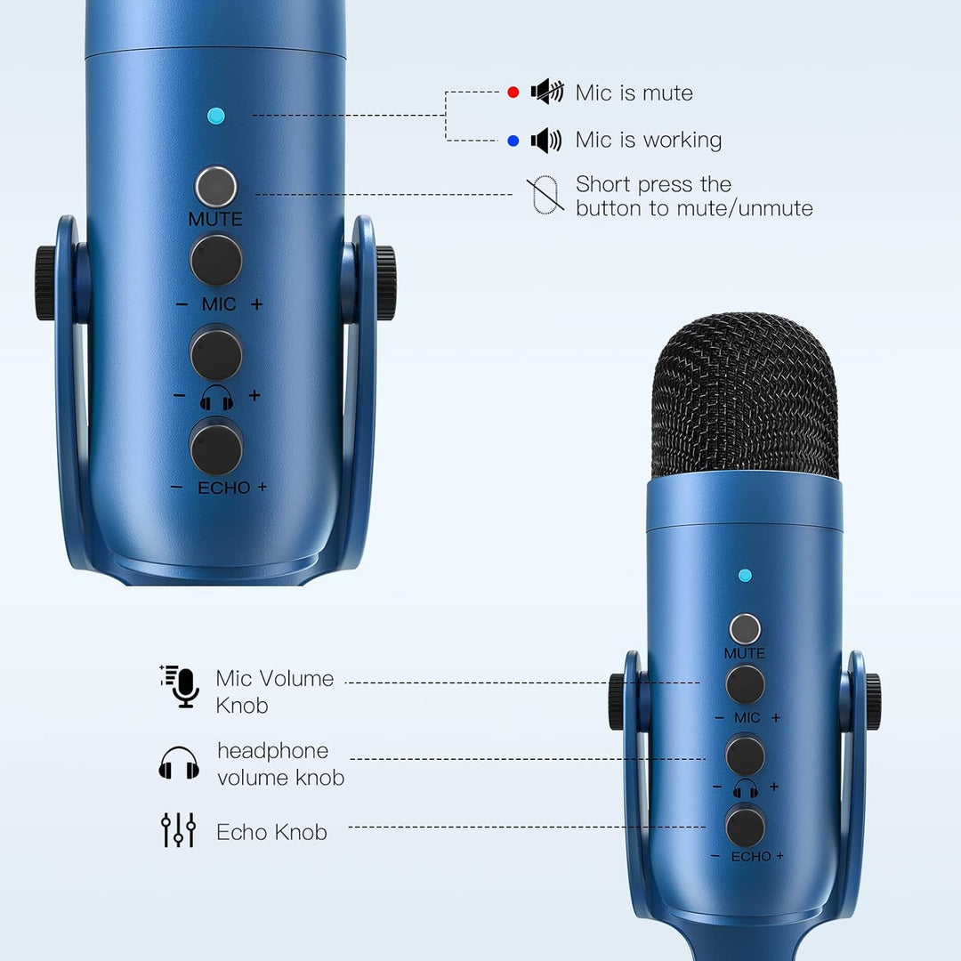 ZealSound Micrófono de podcast para PC, micrófono USB con cancelaci...