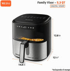Mondial Air Fryer Digital 5.3 litros (5.3QT) - Freidora eléctrica con pantalla y acabado de acero inoxidable - 1800W - Negro
