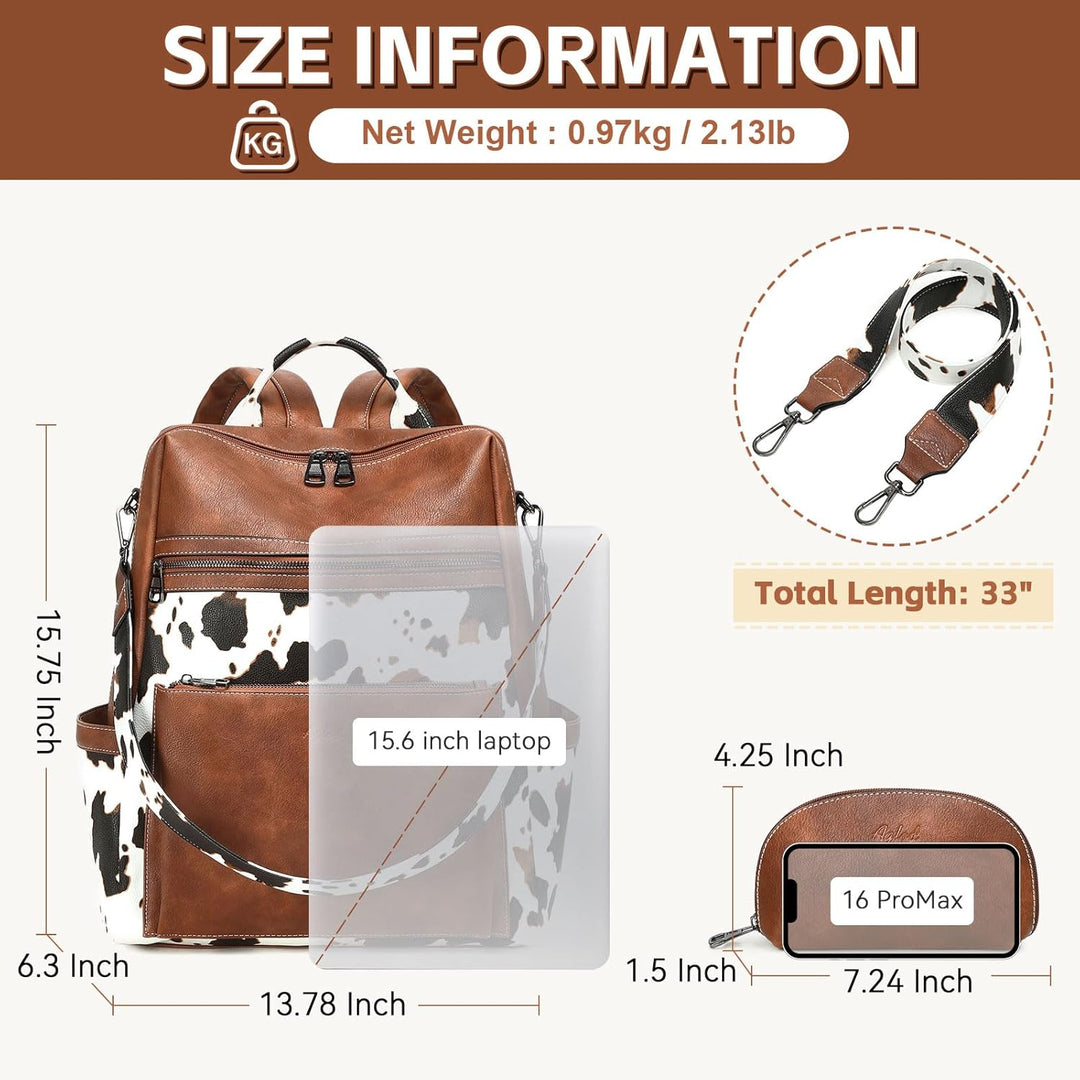 AGLOD Mochila de cuero vegano para computadora portátil para mujer,...