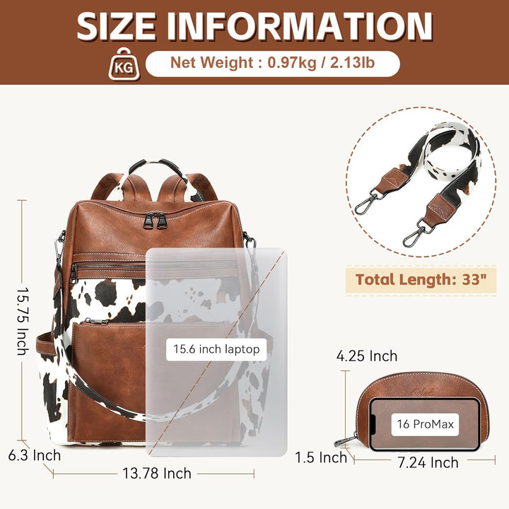 AGLOD Mochila de cuero vegano para computadora portátil para mujer,...