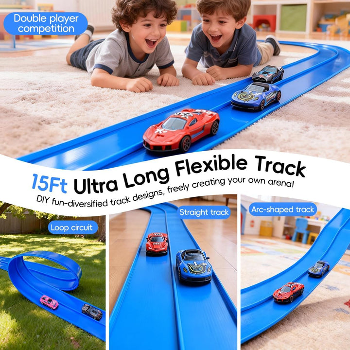 Pista de carreras flexible de 15 pies para niños de 3 años en adela...