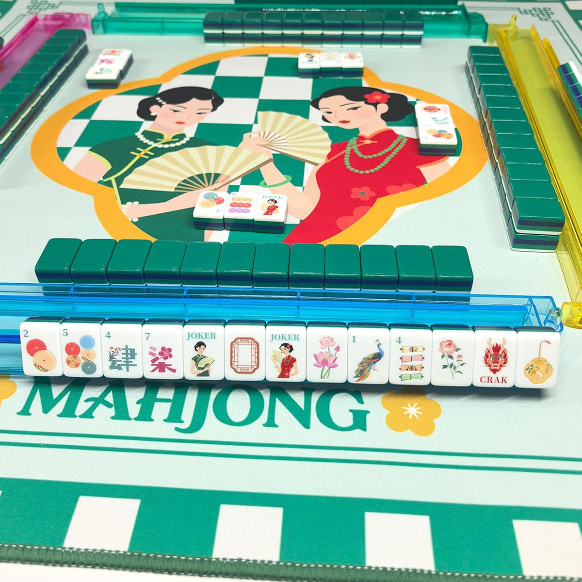 American Mahjong - Juego de diseño chino clásico de 1,2 pulgadas, 160 azulejos de acrílico Mah-Jongg de alto grado