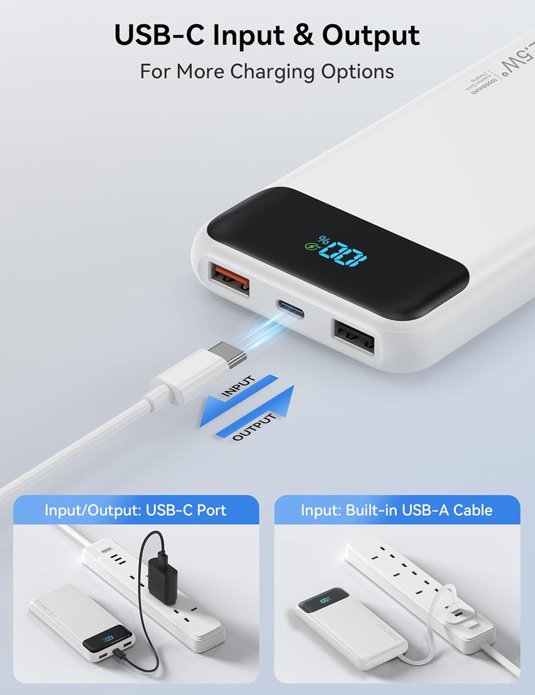 Cargador portátil de 10000 mAh integrado con 4 cables, cargador de...