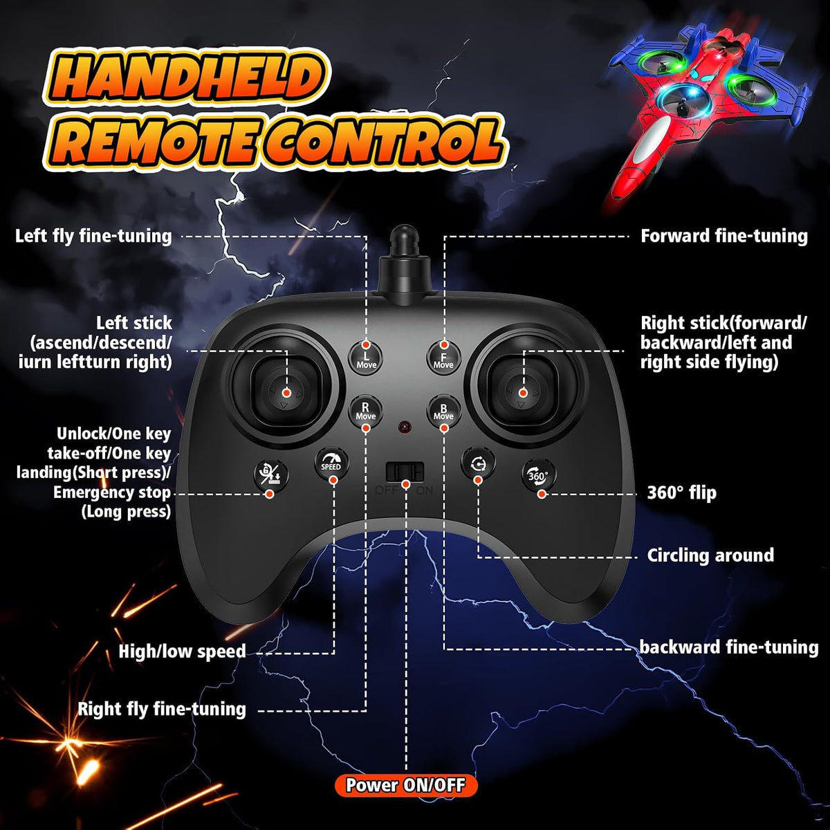 Aviones de control remoto de espuma de araña para niños, mini dron para regalos de niños