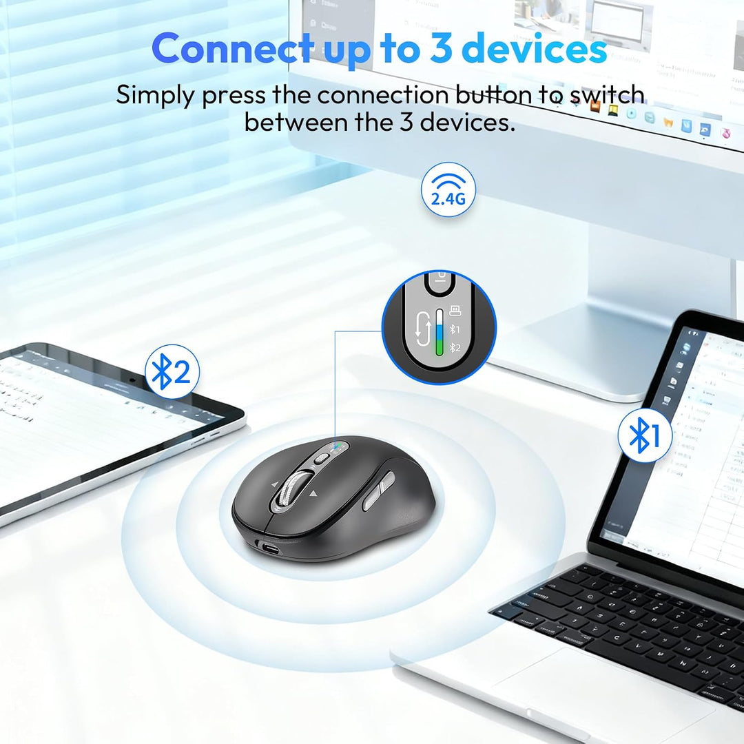 CITLLA Ratón Bluetooth inalámbrico, recargable portátil, multidispo...