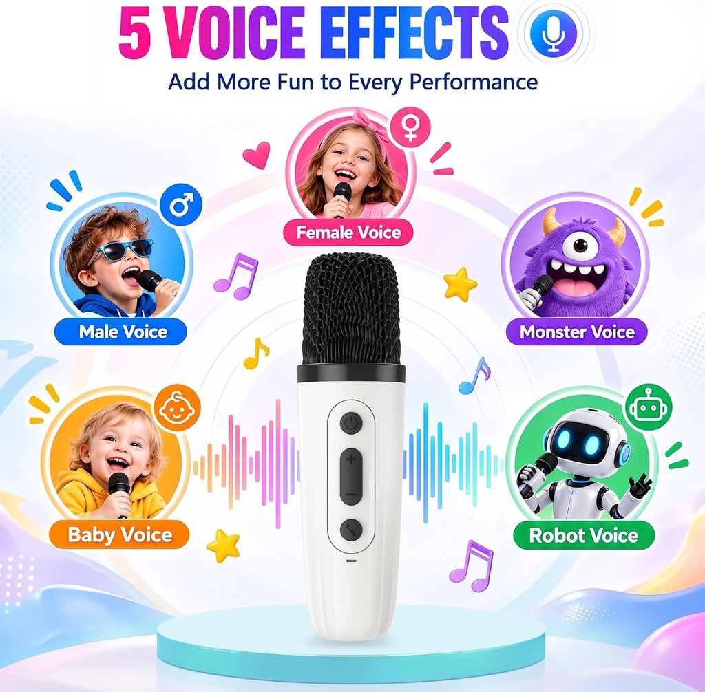 Máquina de karaoke para niños con 2 micrófonos inalámbricos: altavoz