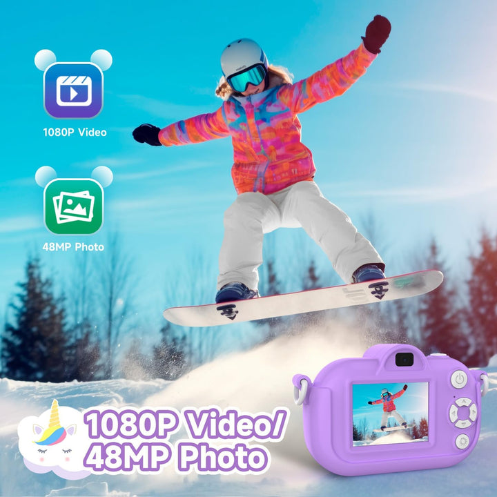 MAVOKIS Cámara digital para niños de 3 a 8 años, cámara 1080P para...