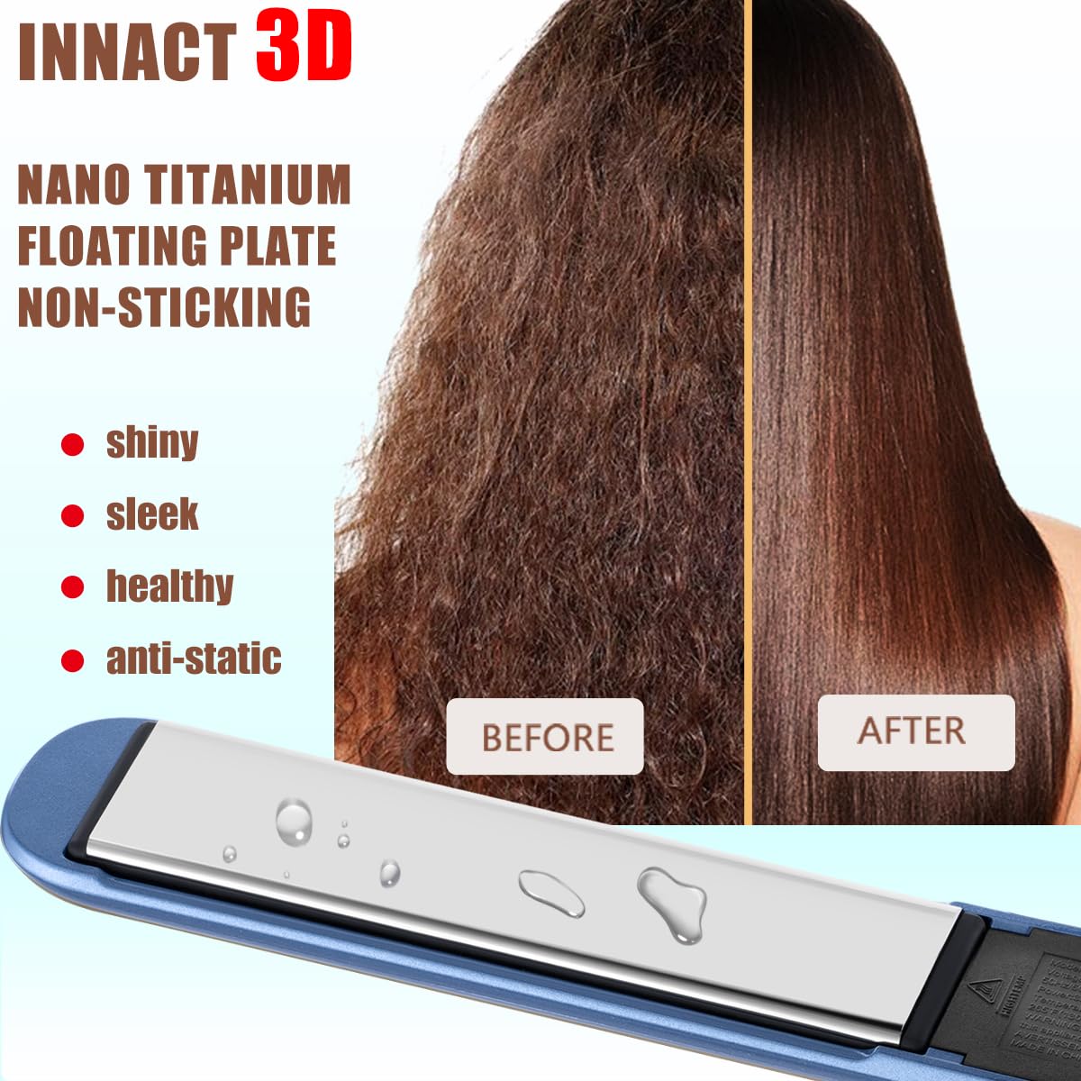 NITION Nano Titanium Alisador de pelo de 1 pulgada Placa de calenta...