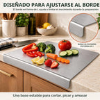 Kant Tabla de cortar de acero inoxidable con labio, tablas de cortar de acero para cocina, no tóxicas, aptas para lavavajillas, tabla de cortar y amasar para masa, carne, verduras, frutas, pan