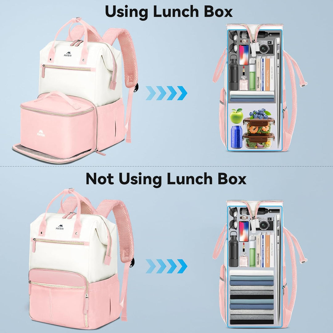 MATEIN Mochila para portátil con lonchera, mochila de almuerzo de 1...