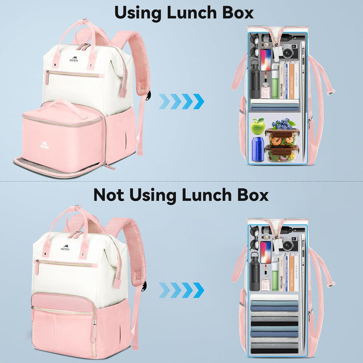 MATEIN Mochila para portátil con lonchera, mochila de almuerzo de 1...
