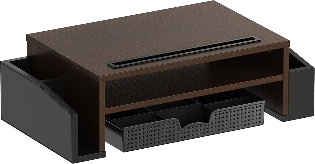 Simple Houseware Soporte elevador para monitor de escritorio con bandeja ajustable, Espresso