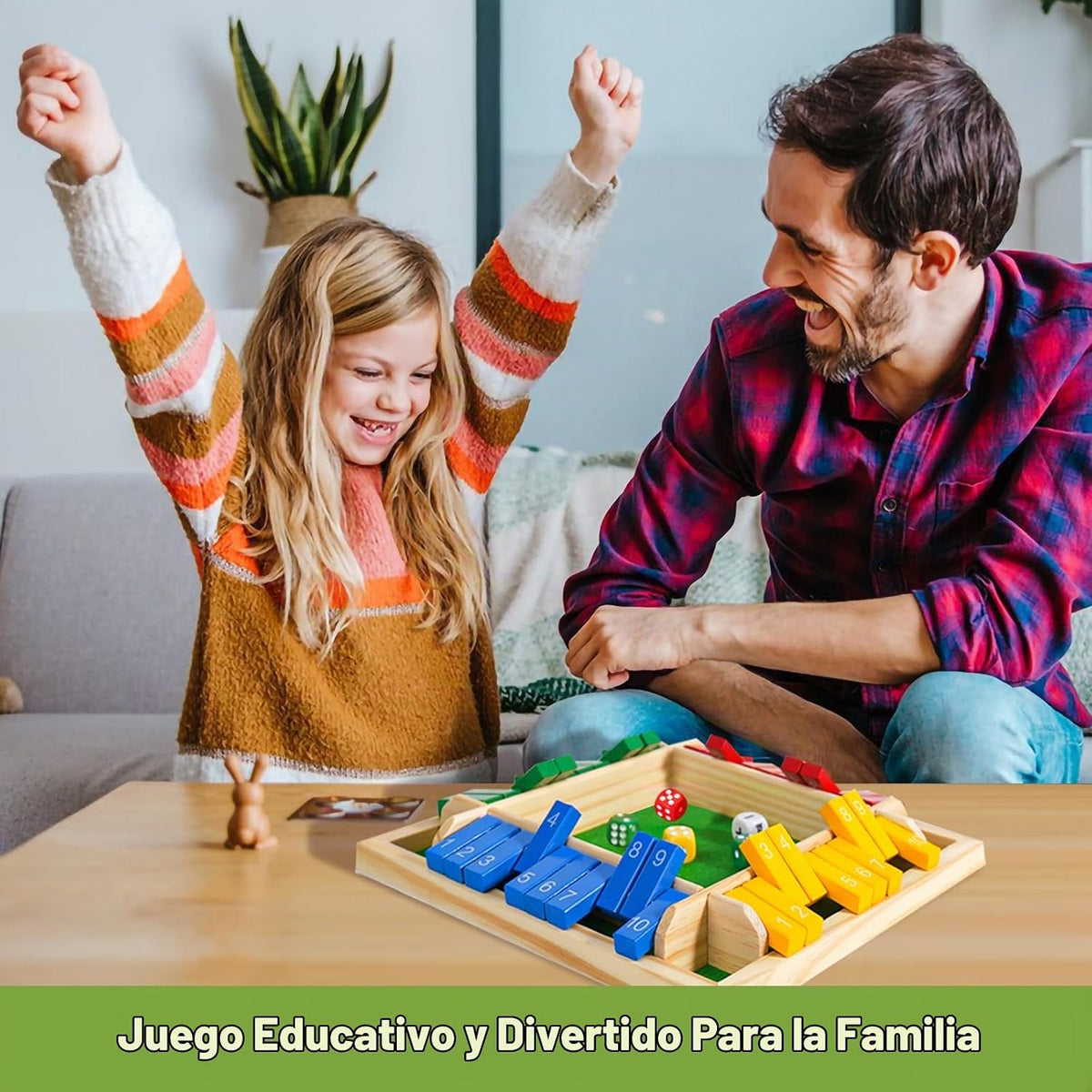 Shut The Box - Juego de dados de madera mejorado de 12 pulgadas para 2-4 jugadores, juegos de adición de matemáticas, juego de mesa familiar de dados de madera para niños y adultos, versión de mesa para aula, hogar, fiesta o bar